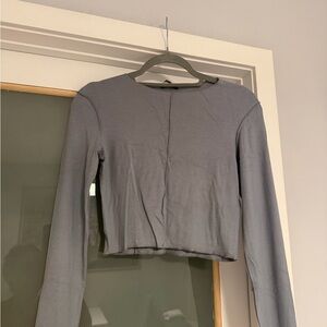 Zara Slate Gray Cropped Long Sleeve Top